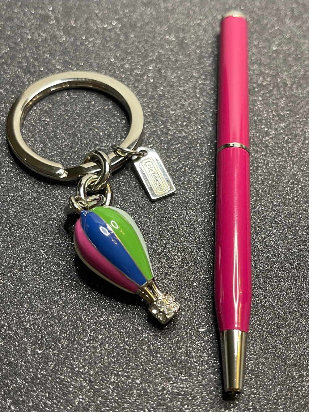 Coach Legacy Striped Hot Air Balloon Keychain and Coach Pen